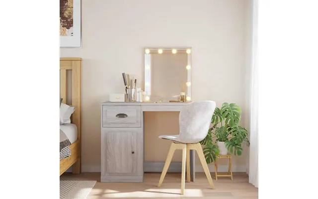 Makeupbord Med Led-lys 90×42×132,5 Cm - Grå Sonoma-eg
