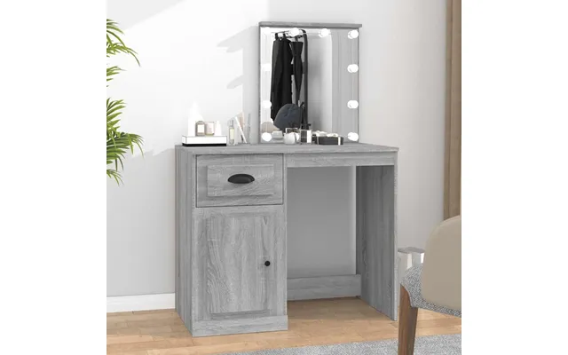 Makeupbord Med Led-lys 90×50×132,5 Cm - Konstrueret Træ, Grå Sonoma