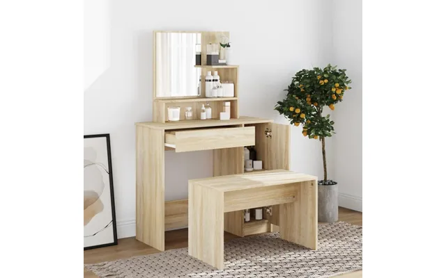 Makeupbord Med Skammel 86,5×35×136 Cm - Sonoma-eg