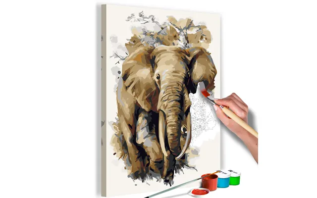 Mal Efter Tal Med Elefant - Smuk Kæmpe 40 X 50 Cm