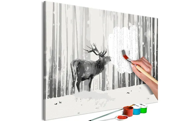 Mal Selv Billede - Deer In The Snow 60 X 40 Cm