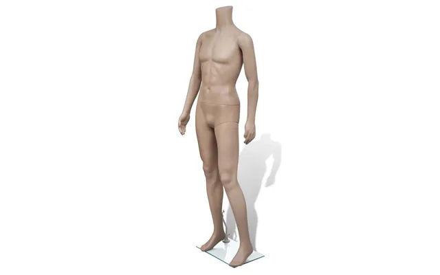 Mannequin Uden Hoved - Mand, Beige Med Glasbase