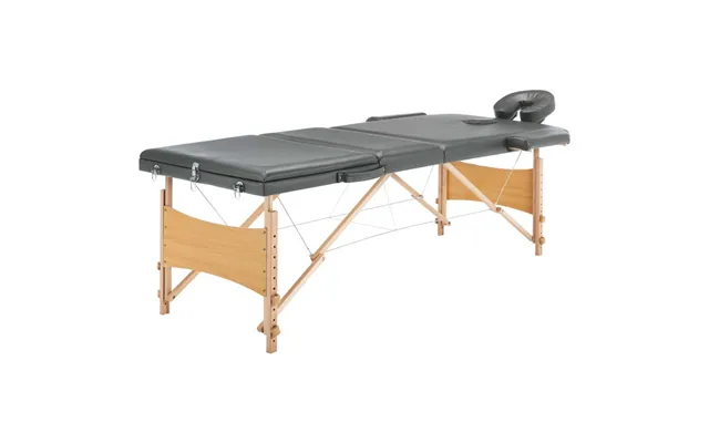 Massagebord Med 3 Zoner - Træstel 186×68 Cm, Antracitgrå