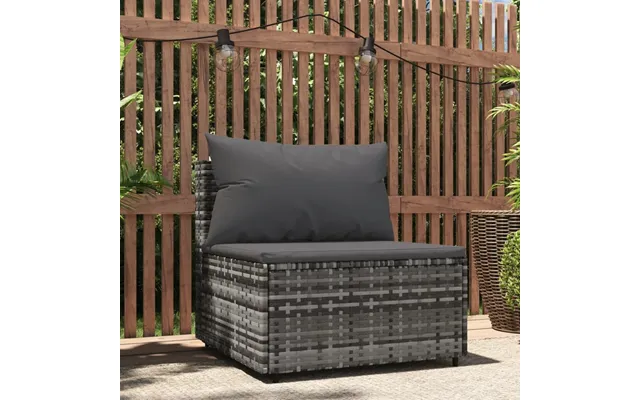 Midtermodul Til Havesofa Med Hynde I Polyrattan - Grå