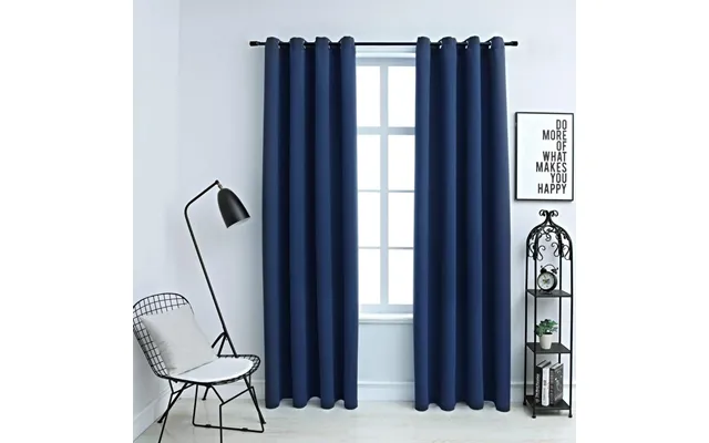 Mørklægningsgardiner 2 Stk. Med Metalringe 140 × 245 Cm - Blå