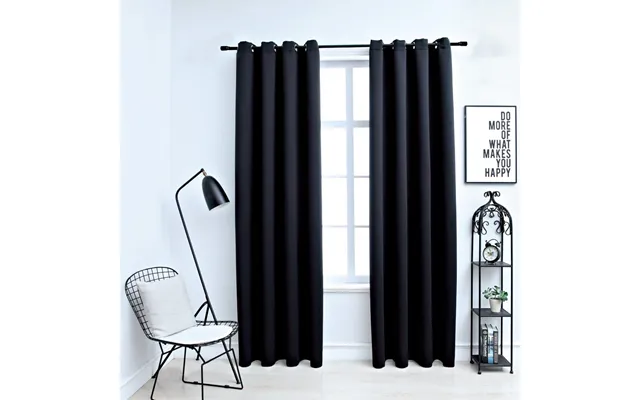 Mørklægningsgardiner 2 Stk. Med Metalringe 140 X 225 Cm - Sort