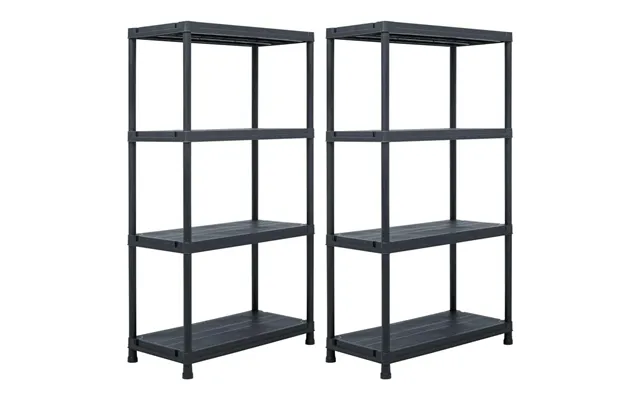 Opbevaringsreoler - 2 Stk. Plast, Sort, 60 × 30 × 138 Cm, 4 Hylder