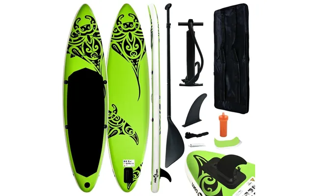 Oppusteligt Paddleboardsæt 366 × 76 × 15 Cm - Grøn
