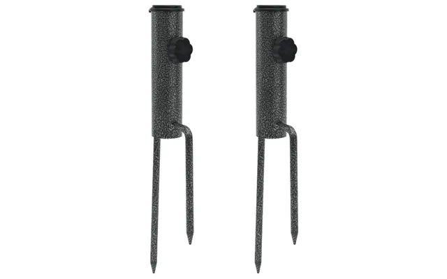 Parasolholdere Med Jordspyd, 2 Stk. - Galvaniseret Stål, 9×35 Cm