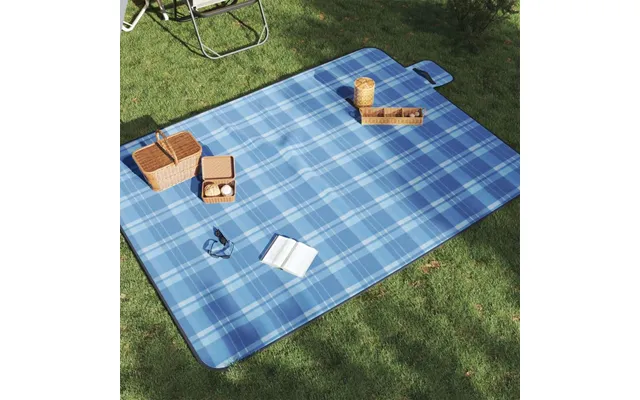 Picnictæppe 200x150 Cm Foldbart Ternet Fløjl Blå