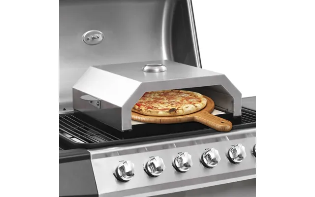 Pizzaovn Med Keramisk Sten Til Gas- Eller Kulgrill - Sort Sølv