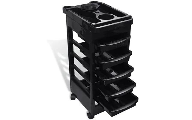 Plastiktrolley Med Hjul - Salonvogn Med 5 Skuffer, Sort