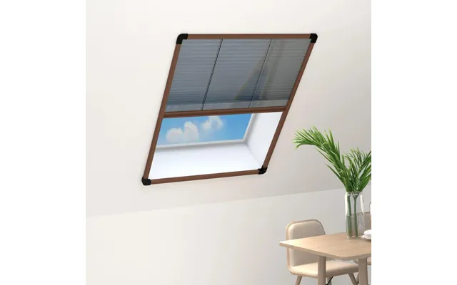 Plisseret Insektnet Til Vinduer 80×100 Cm - Brun Aluminium