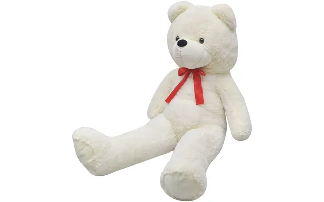 Plysbamse 160 Cm - Hvid Tøjbjørn Med Sløjfe