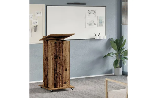 Podium Med Skuffe - Gammelt Træ Look, 55 × 55 × 107 Cm, Konstrueret Træ