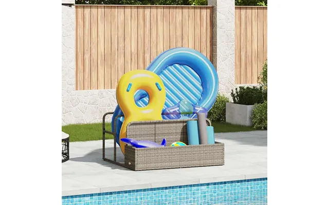 Pool Opbevaring Til Flydere 110×100×57 Cm I Polyrattan - Lysegrå