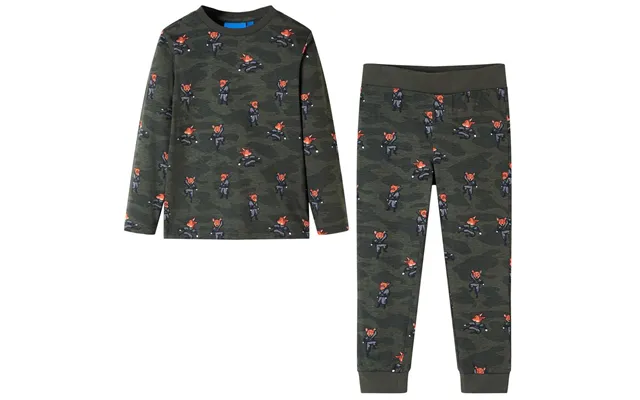 Pyjamas Til Børn Str. 116 - Kakifarvet Med Ræveninja-print