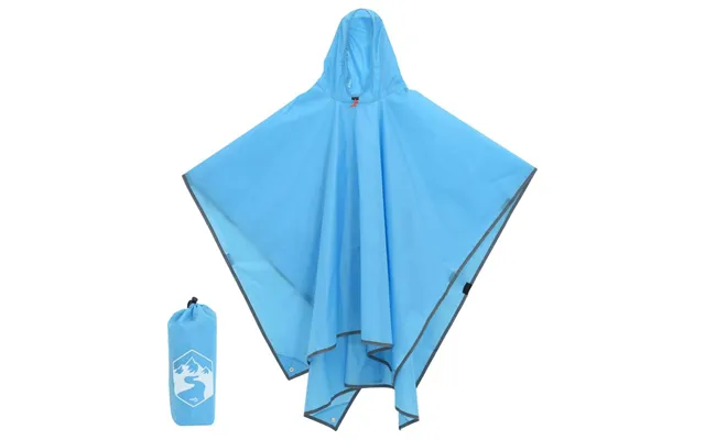 Regnponcho Med Hætte - 2 I 1 Poncho Og Picnictæppe, Blå 223 × 145 Cm