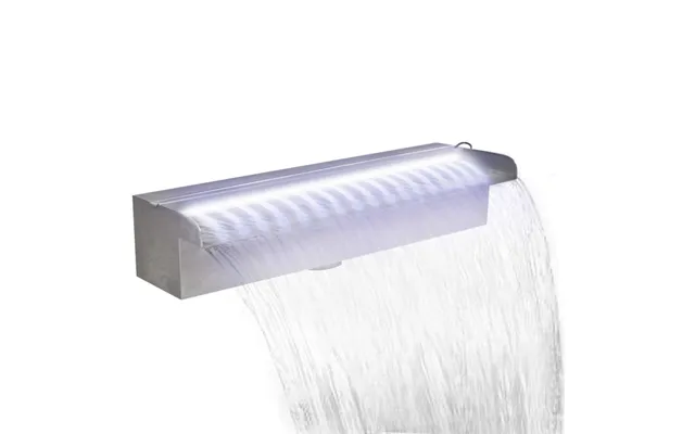 Rektangulær Vandfaldsfontæne Med Led-lys I Rustfrit Stål - 45 Cm