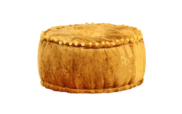 Rund Velour Puf 40×20 Cm - Sennepsgul