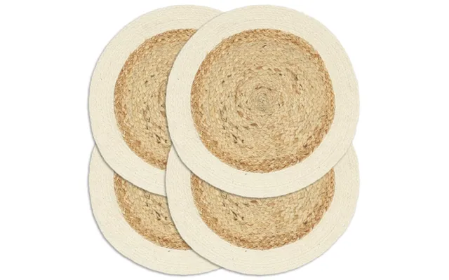Runde Dækkeservietter - 4 Stk., 38 Cm, Jute Og Bomuld, Natur