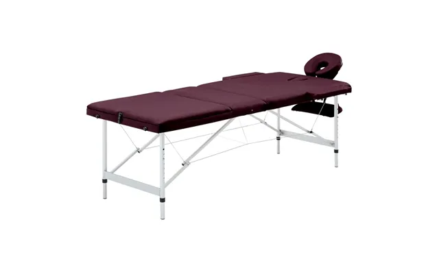 Sammenfoldeligt Massagebord, 3 Zoner - Lilla, Alu-stel