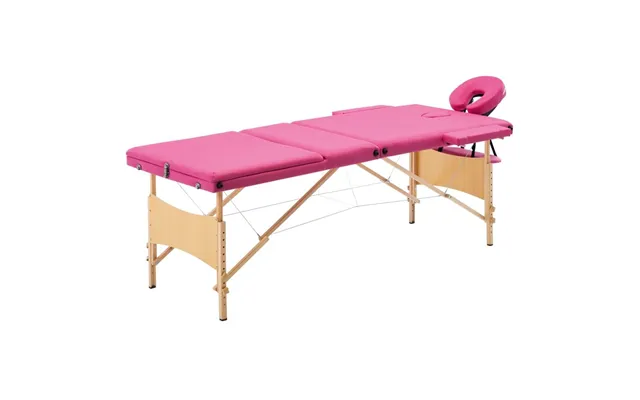Sammenfoldeligt Massagebord I Træ - 3 Zoner, Lyserød