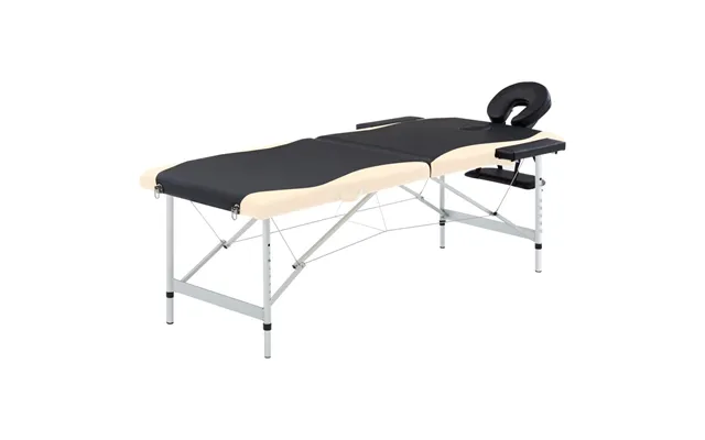 Sammenfoldeligt Massagebord Med Aluminiumsstel - 2 Zoner, Sort Beige