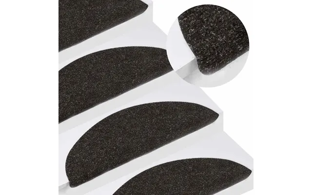 Selvklæbende Trappemåtter - 15 Stk. 56 × 17 × 3 Cm, Sort
