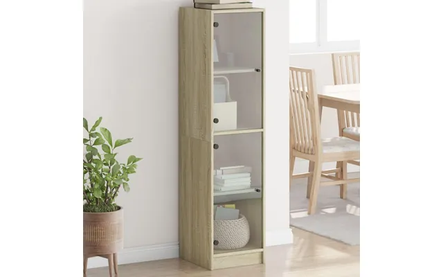 Skab Med Glaslåger 35x37x142 Cm Sonoma-eg