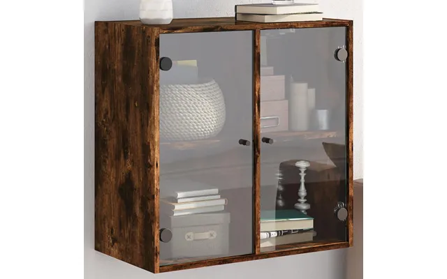 Skab Med Glaslåger 68x37x68,5 Cm Røget Egetræsfarve