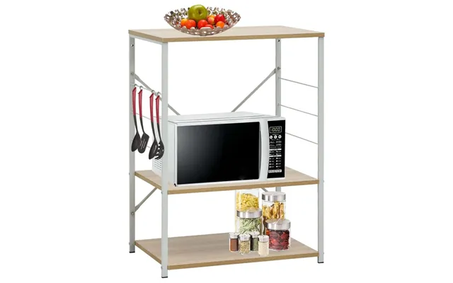 Skab Til Mikrobølgeovn 60 × 39,6 × 79,5 Cm - Hvid Eg, 3 Hylder