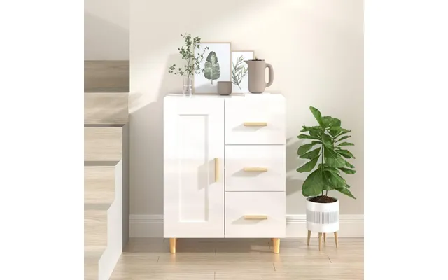 Skænk 69,5x34x90 Cm Konstrueret Træ Hvid Højglans