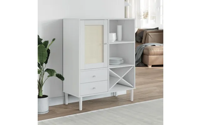 Skænk Senja 90x40x112 Cm Rattan-look Massivt Fyrretræ Hvid