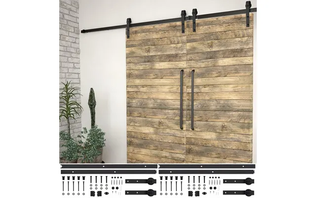 Skinnesæt Til Skydedøre 2 Stk. 200 Cm - Stål, Sort