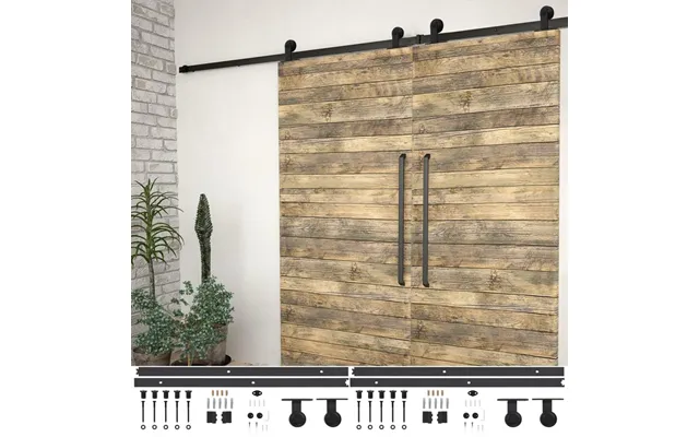 Skinnesæt Til Skydedøre - 2 X 200 Cm Stål, Sort