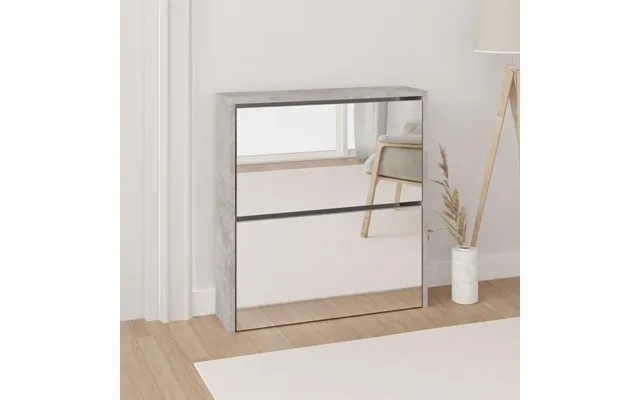 Skoskab Med Spejl - 2 Vippeskuffer, 63×17×67 Cm, Betongrå