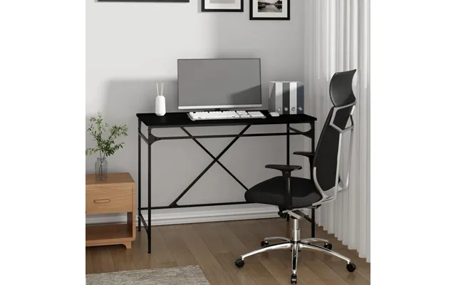 Skrivebord 100 X 50 X 75 Cm I Konstrueret Træ Og Jern - Sort