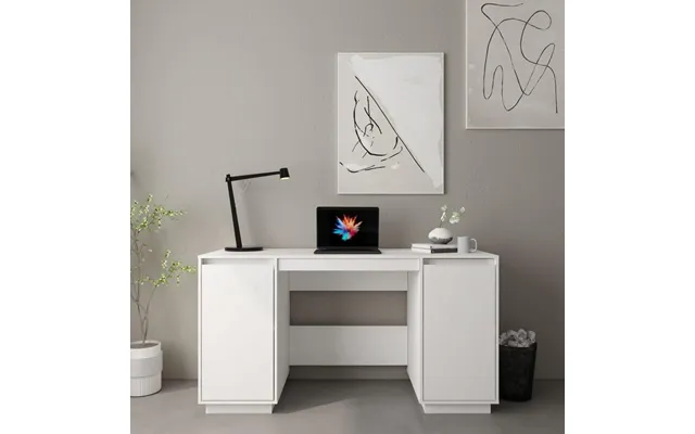 Skrivebord I Massivt Fyrretræ - Hvid, 140 × 50 × 75 Cm