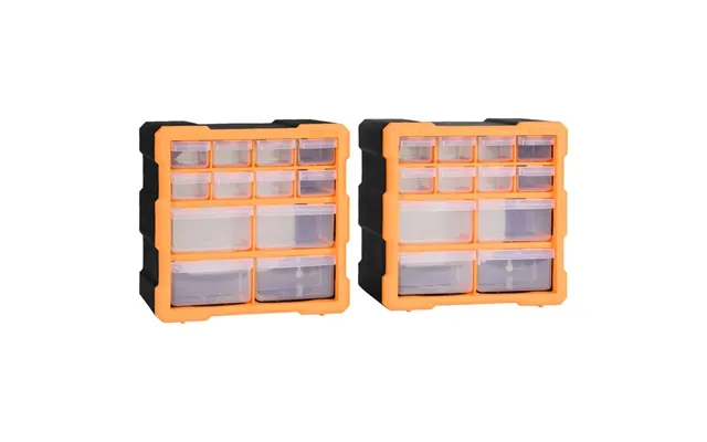 Skuffereoler Med 12 Skuffer - 2 Stk., 26,5 × 16 × 26 Cm, Orange Sort