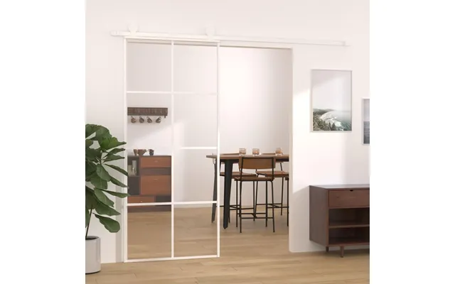 Skydedør 90×205 Cm I Hærdet Glas Og Aluminium - Hvid