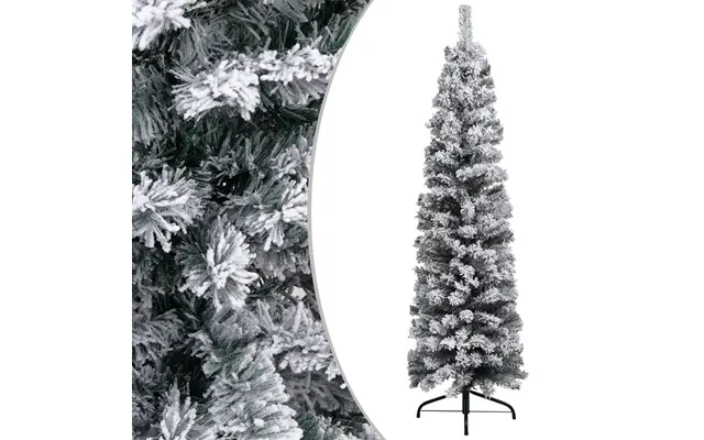 Smalt Kunstigt Juletræ Med Sne - 120 Cm, Pvc, Grøn