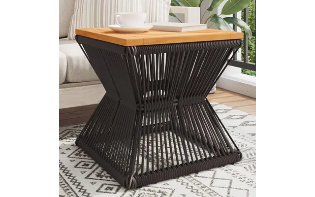 Sofabord Med Trådnetbase 38×38×38 Cm - Massivt Akacietræ, Sort