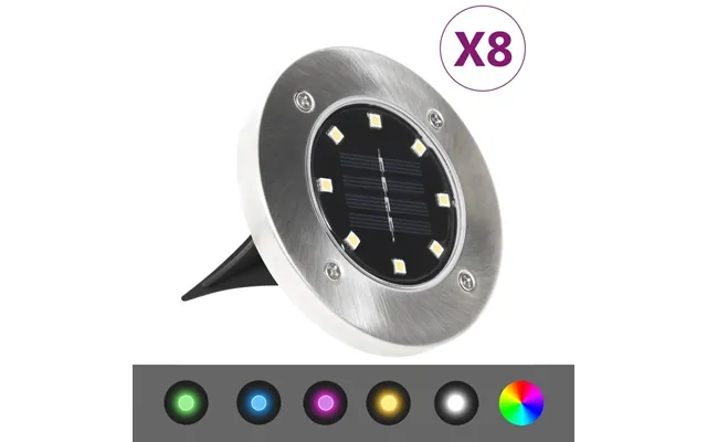 Soldrevne Led-nedgravningsspots - 8 Stk., Rgb-lys, Ip44