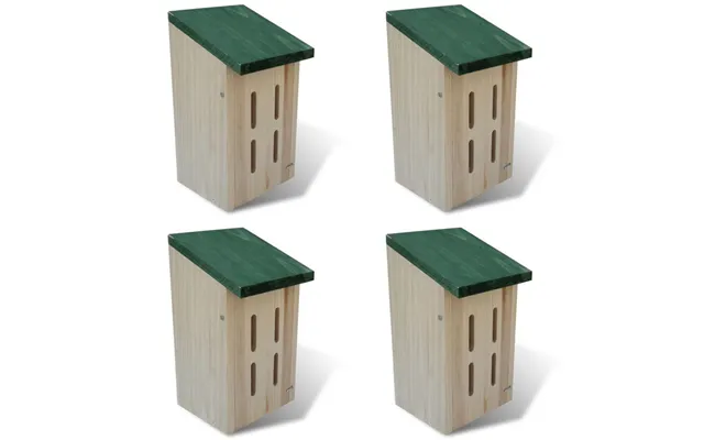 Sommerfuglehus I Massivt Træ 14×15×22 Cm - Sæt Med 4