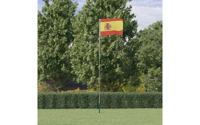 Spanien Flag Med Teleskopisk Flagstang 5,5 M I Aluminium