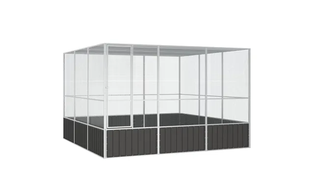 Stort Fuglebur Voliere 302,5×324,5×211,5 Cm - Galvaniseret Stål, Antracitgrå