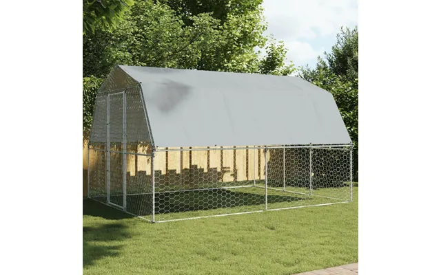 Stort Fuglebur Voliere Med Låge - Galvaniseret Stål, Sølvfarvet 285 × 195 × 230 Cm