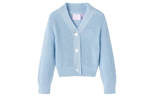 Strikket Cardigan Til Børn - Blå, Str. 128 7-8 År