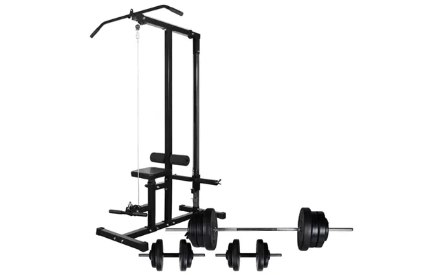 Styrketårn Med Vægtstang- Og Håndvægtsæt 60,5 Kg